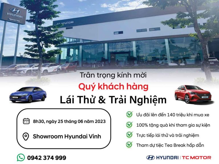 Chương trình lái thử xe Hyundai – Tận hưởng ưu đãi sốc tại Hyundai Vinh