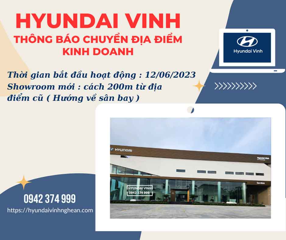 Hyundai Vinh thông báo chuyển địa điểm kinh doanh mới