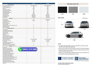 Catalogue thông số kỹ thuật Hyundai Ioniq 5