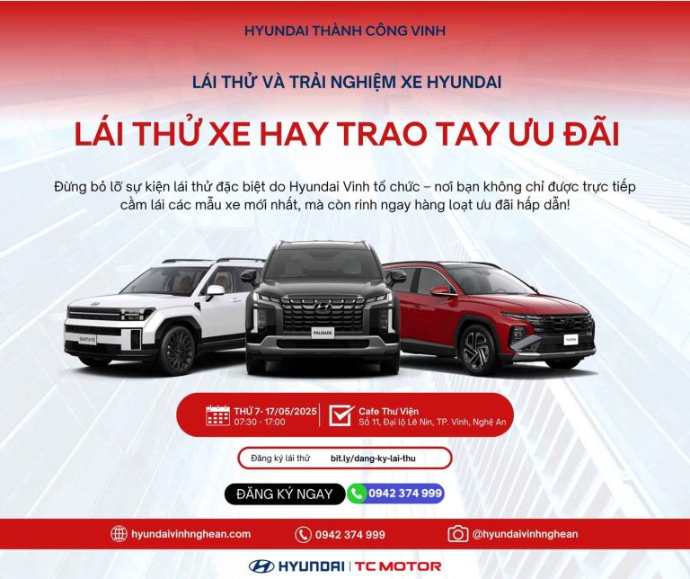 Sự kiện lái thử xe Hyundai – Nhận ưu đãi lớn tại Hyundai Vinh