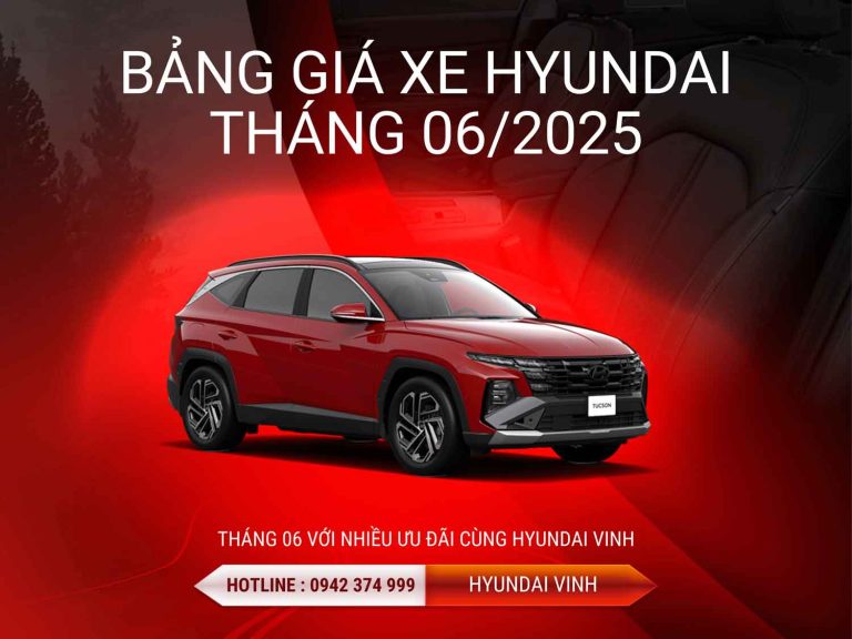 Bảng giá xe Hyundai tháng 06/2025 tại Hyundai Vinh