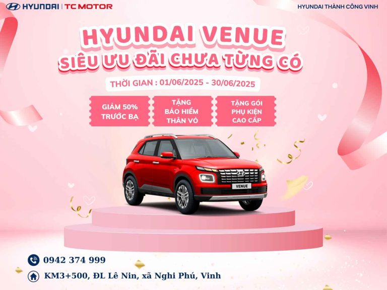 Chương trình khuyến mãi Hyundai Venue tháng 06/2025 tại Hyundai Vinh