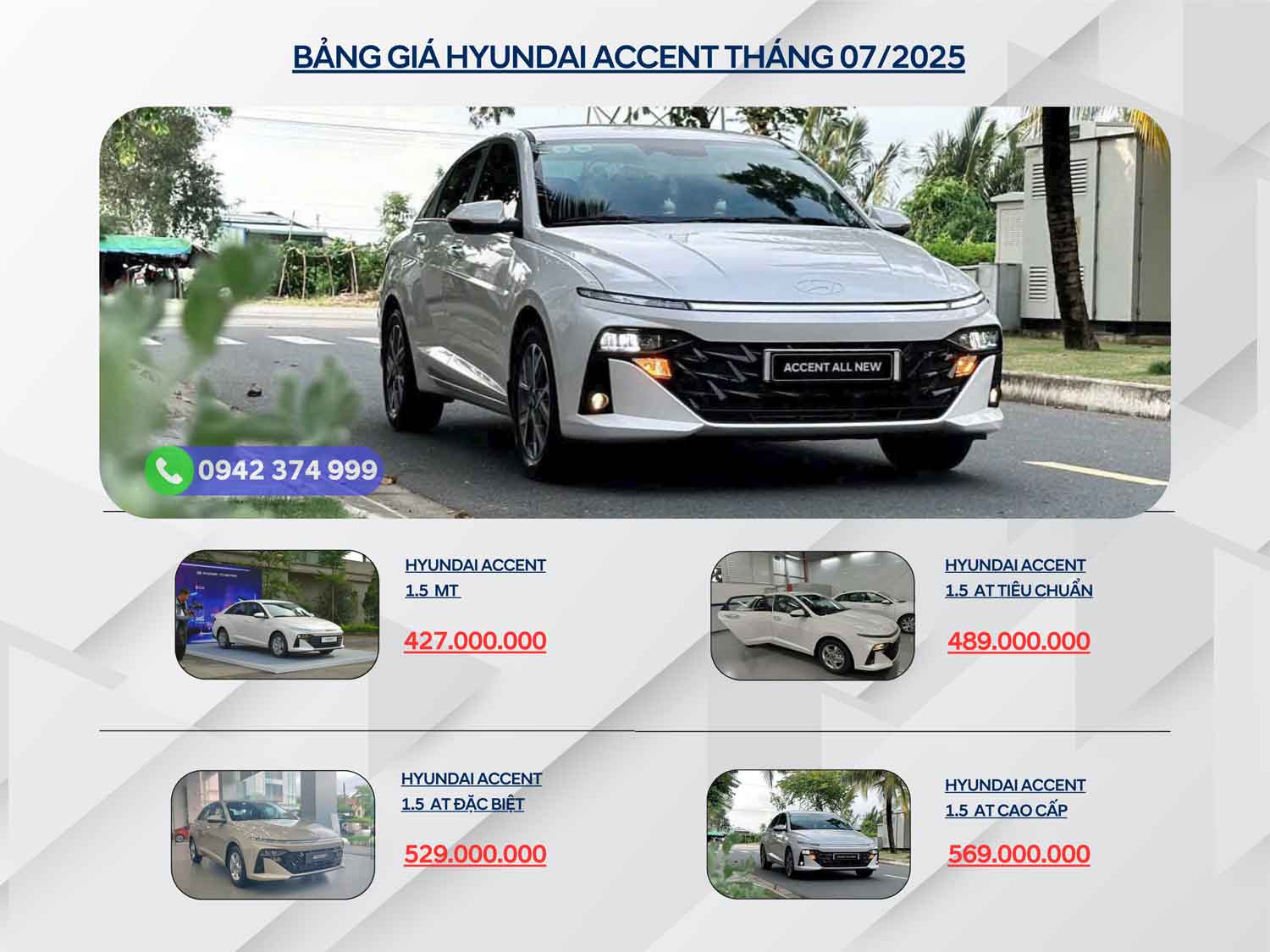 Bảng giá xe Hyundai Accent tháng 07/2025 tại Hyundai Vinh