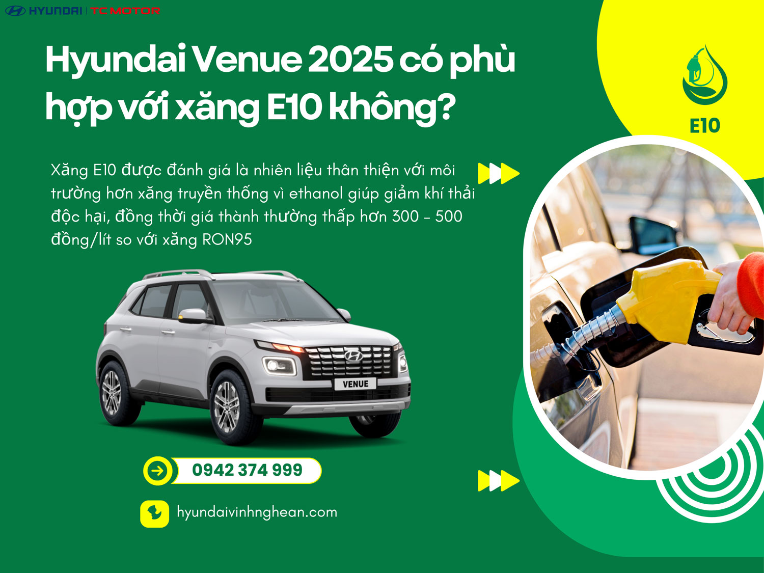 Hyundai Venue có phù hợp với xăng E10 không?