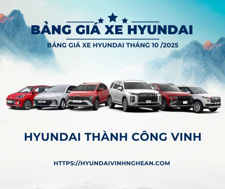 Bảng giá xe Hyundai Tháng 10/2025 – Hyundai Thành Công Vinh