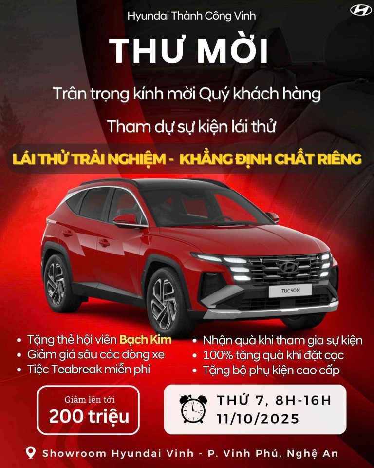 SỰ KIỆN LÁI THỬ HYUNDAI – KHẲNG ĐỊNH CHẤT RIÊNG, NHẬN ƯU ĐÃI LÊN ĐẾN 200 TRIỆU ĐỒNG!