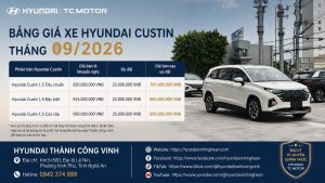Bảng Giá Xe Hyundai Custin Tháng 09/2026 Tại Nghệ An - Cập nhật mới nhất