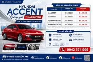 Giá Xe Accent Tháng 08/2026 Tại Nghệ An | Giá Lăn Bánh Mới Nhất