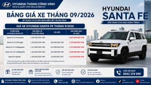 Bảng Giá Xe Hyundai SantaFe Tháng 9/2026 – Ưu Đãi Hấp Dẫn Tại Nghệ An