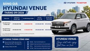 Bảng Giá Xe Hyundai Venue Tháng 9/2026 – Ưu Đãi Lên Tới 52 Triệu Đồng