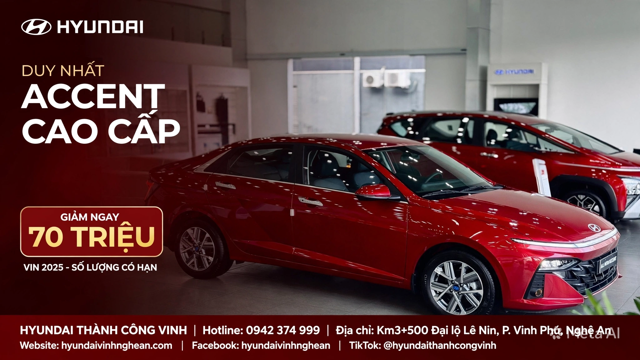 Hyundai Accent Giảm Đến 70 Triệu Đồng VIN 2025 Duy Nhất Tháng 9 Tại Hyundai Vinh | Hyundai Thành Công Vinh