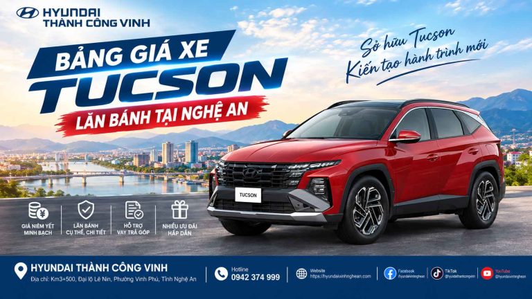Bảng giá xe Tucson lăn bánh tại Nghệ An Tháng 10/2026 [Cập Nhật giá mới nhất]