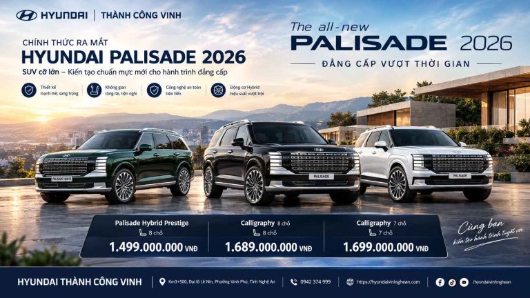 Hyundai Palisade Hybrid 2026 Chính Thức Ra Mắt: Giá Từ 1,499 Tỷ, Động Cơ 334 Mã Lực